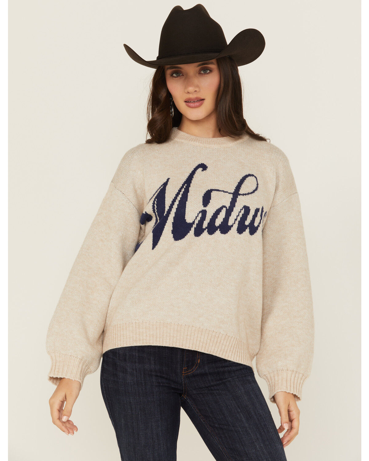 Image #1 - Girl Dangerous Women's Midwest Sweater, Natural, hi-res