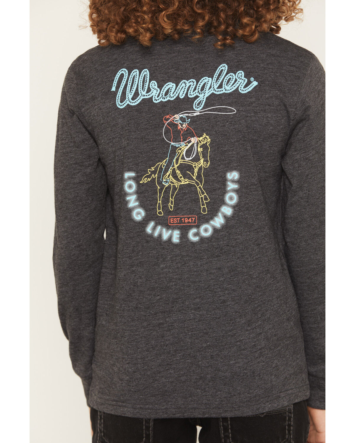 Image #4 - Wrangler Boys' Long Live Cowboys Long Sleeve Graphic T-Shirt, Navy, hi-res
