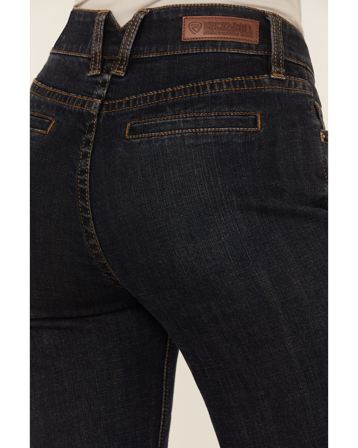 Image #4 - Rock & Roll Denim Women's Dark Wash High Rise Raw Denim Trouser Jeans, Dark Wash, hi-res