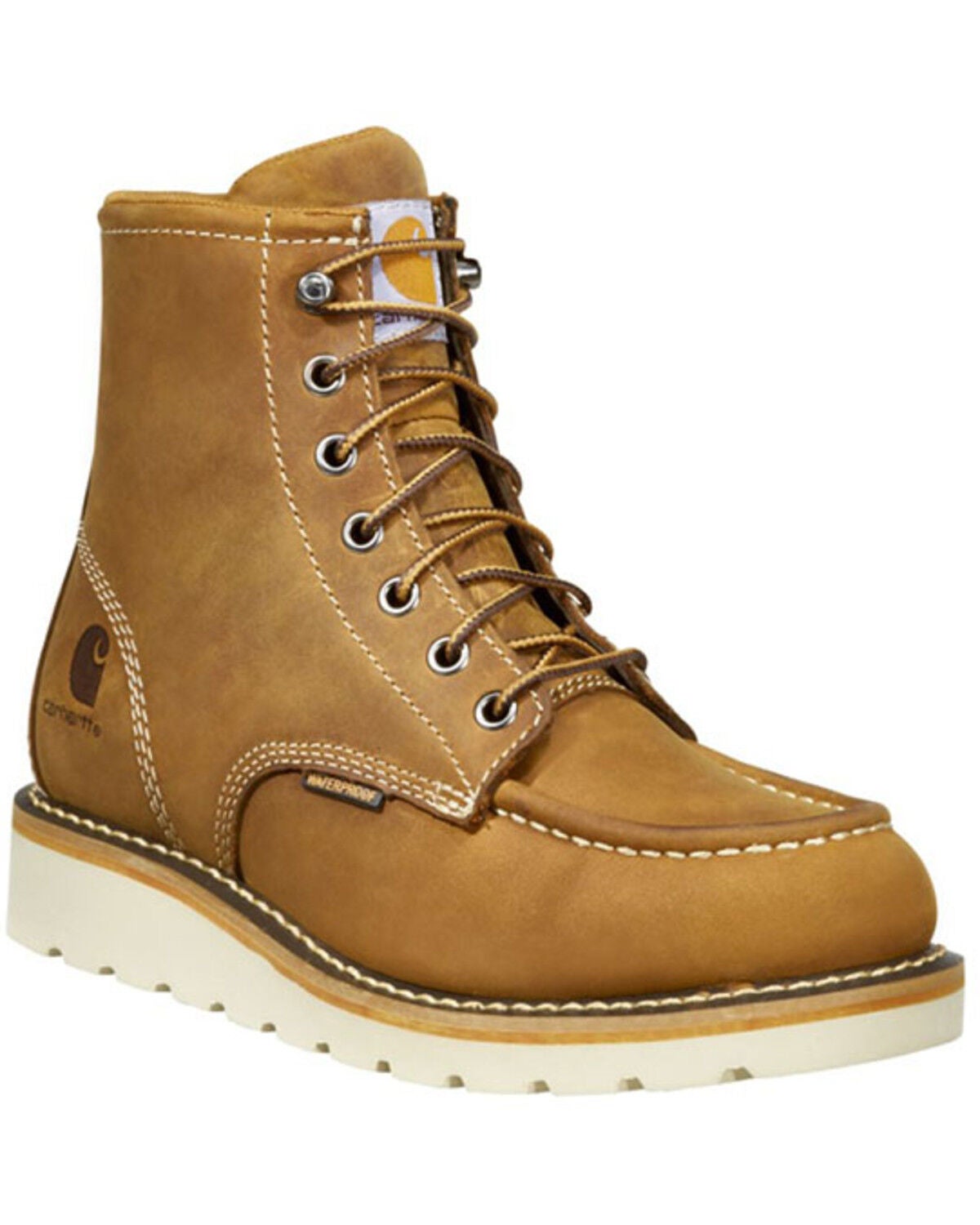 Carhartt Women's Brown Wedge Sole Waterproof Work Boots - Soft Toe, Light Brown, hi-res