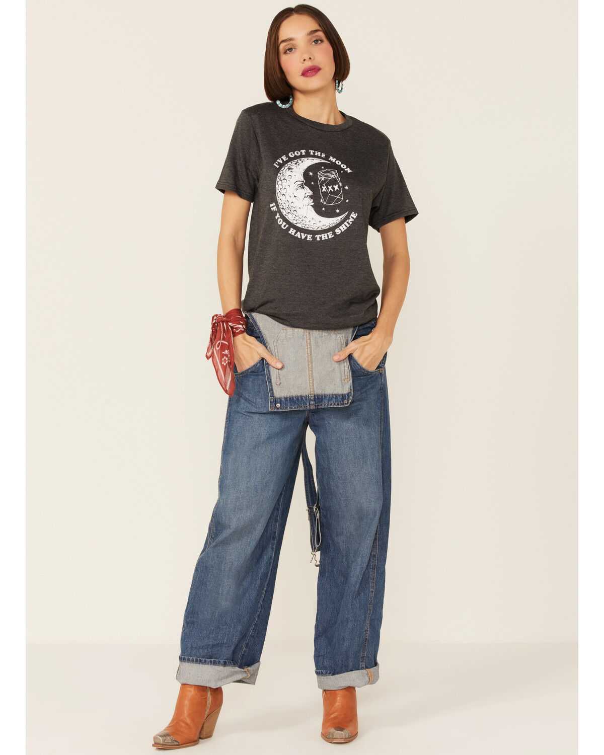 Image #4 - American Highway Women's Short Sleeve Charcoal Gray We Got the Moon if You Have the Shine T-Shirt, Charcoal, hi-res