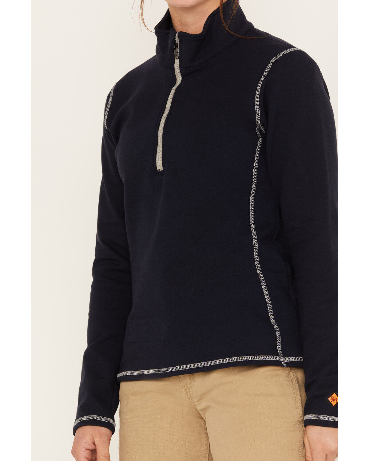 Image #3 - Wrangler Women's FR Quarter-Zip Pullover, Navy, hi-res