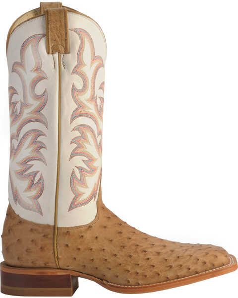 Justin Men's AQHA Full Quill Ostrich Cowboy Boots - Square Toe, Tan, hi-res