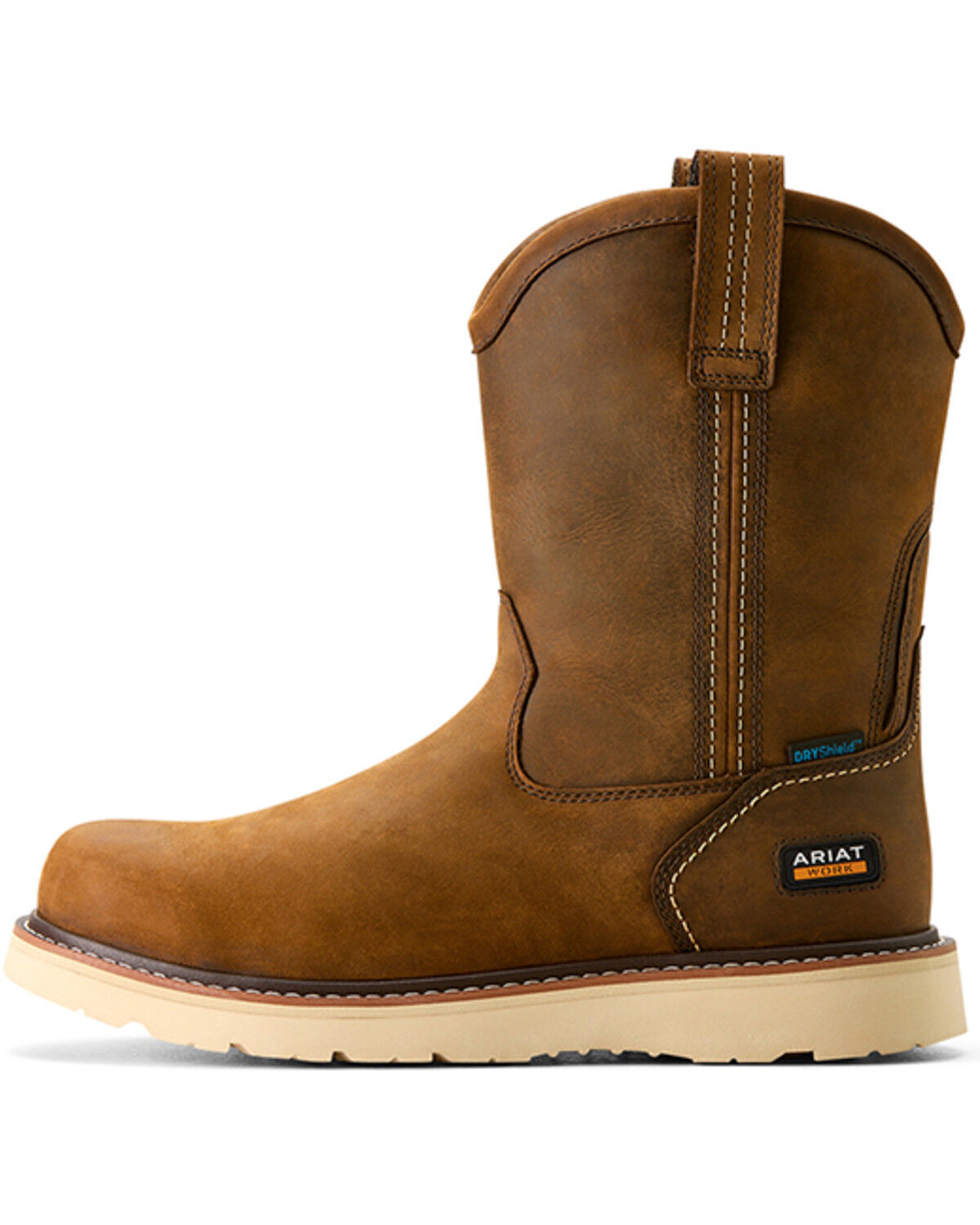 Image #2 - Ariat Men's 10" Rebar Wedge Pull-On Waterproof Work Boots - Soft Toe, Brown, hi-res