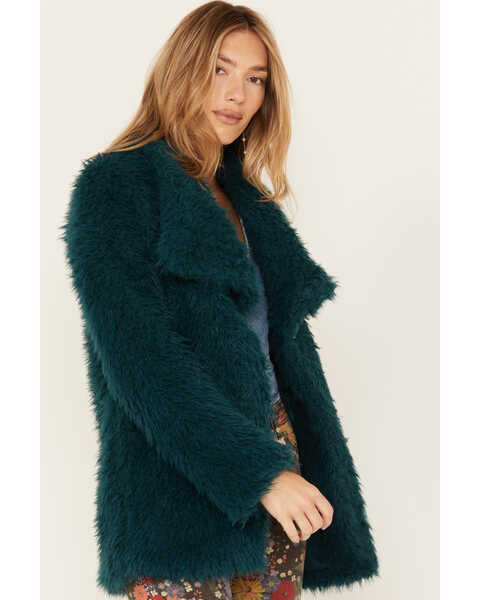 Image #2 - Shyanne Women's Faux Fur Fleece Coat, Deep Teal, hi-res