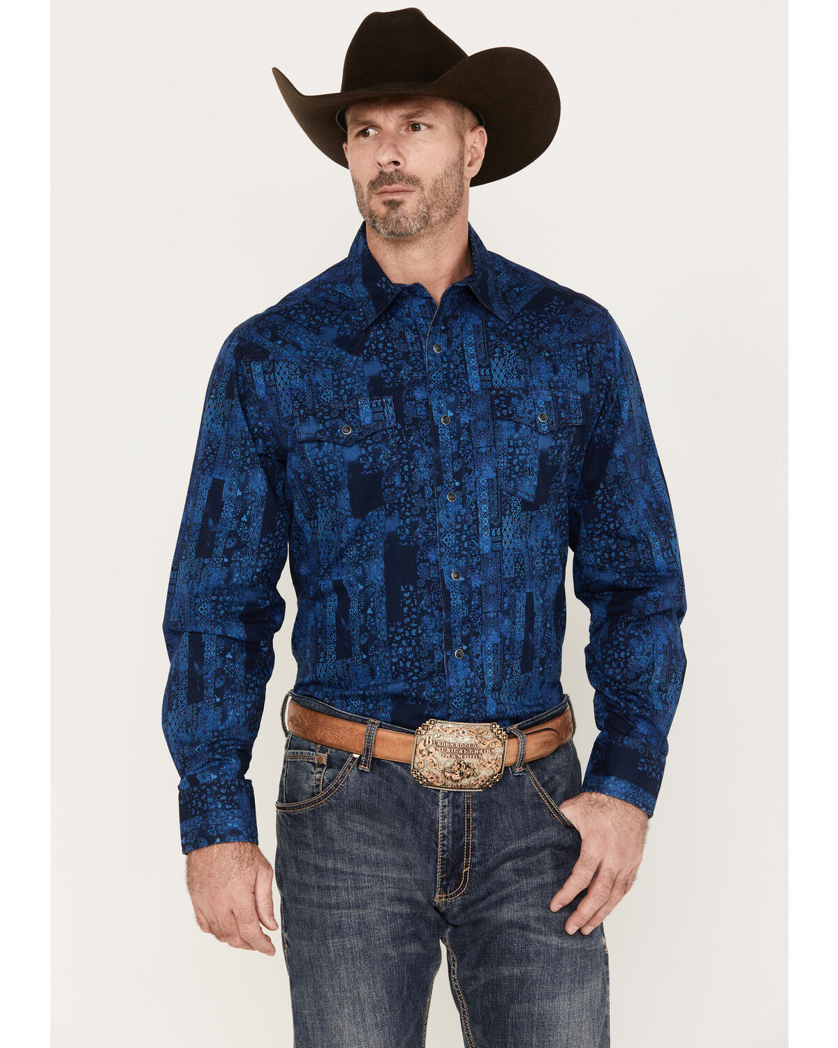 Image #1 - Wrangler Retro Men's Premium Paisley Print Long Sleeve Snap Western Shirt, , hi-res