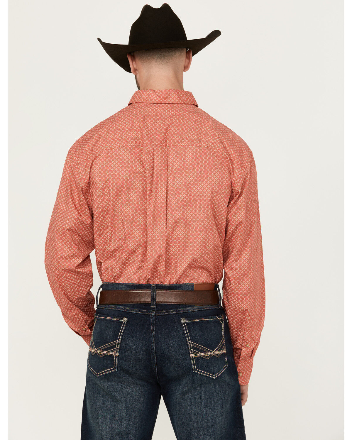 Image #4 - Wrangler Men's Classic Medallion Print Long Sleeve Button-Down Western Shirt, Red, hi-res