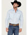 Image #1 - Wrangler 20X Men's Geo Print Long Sleeve Pearl Snap Stretch Western Shirt, Blue, hi-res