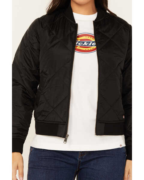 Image #3 - Dickies Women's Quilted Bomber Jacket, Black, hi-res