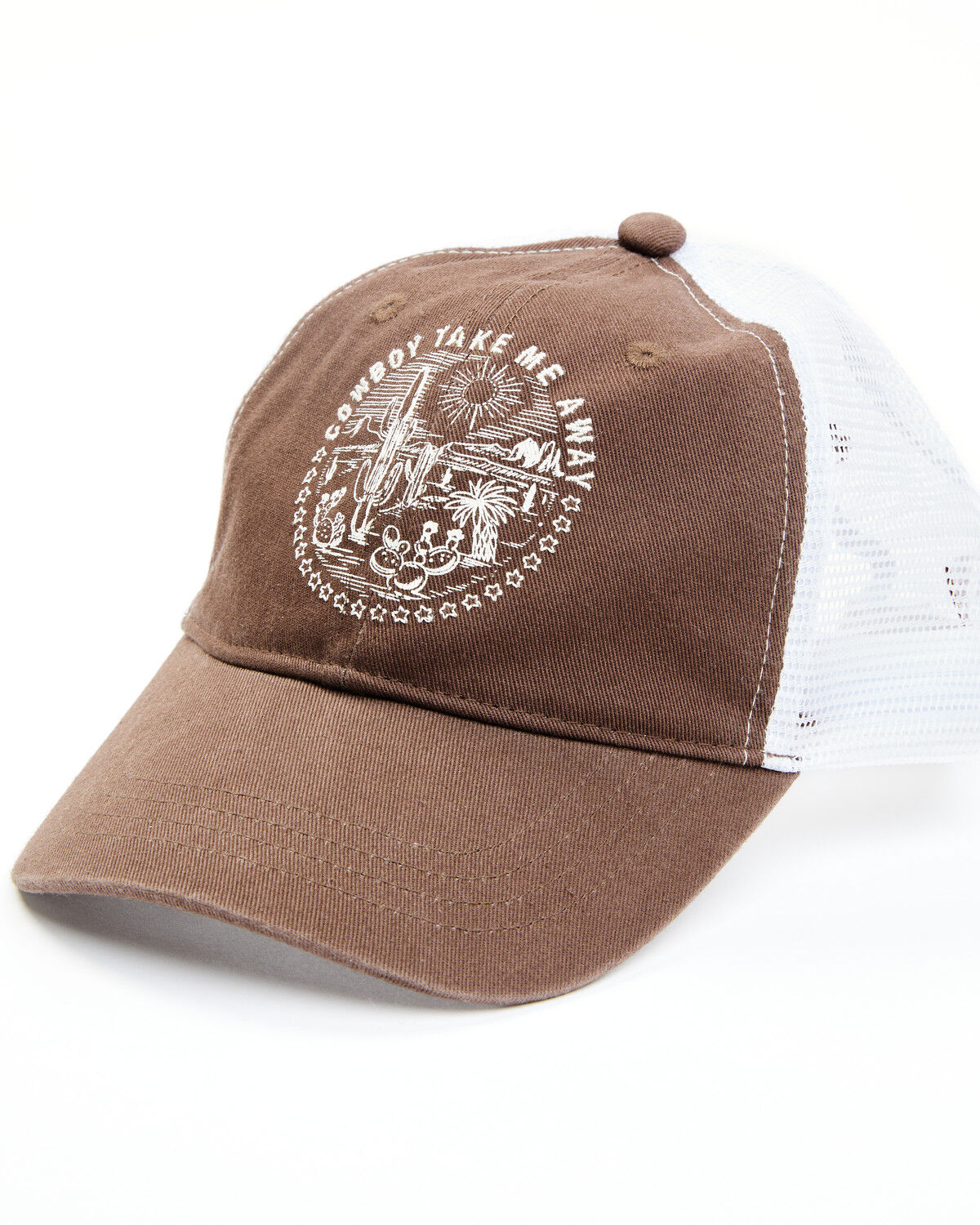Image #1 - Shyanne Women's Cactus Circle Graphic Mesh-Back Ball Cap, Lt Brown, hi-res