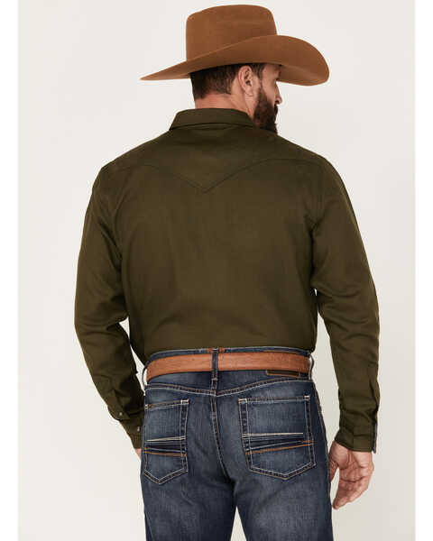 Image #4 - Cody James Men's Wooly Mammoth Solid Long Sleeve Snap Western Shirt, Olive, hi-res