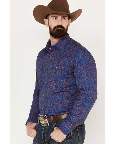 Image #2 - Wrangler Retro Men's Floral Western Snap Shirt, Blue, hi-res
