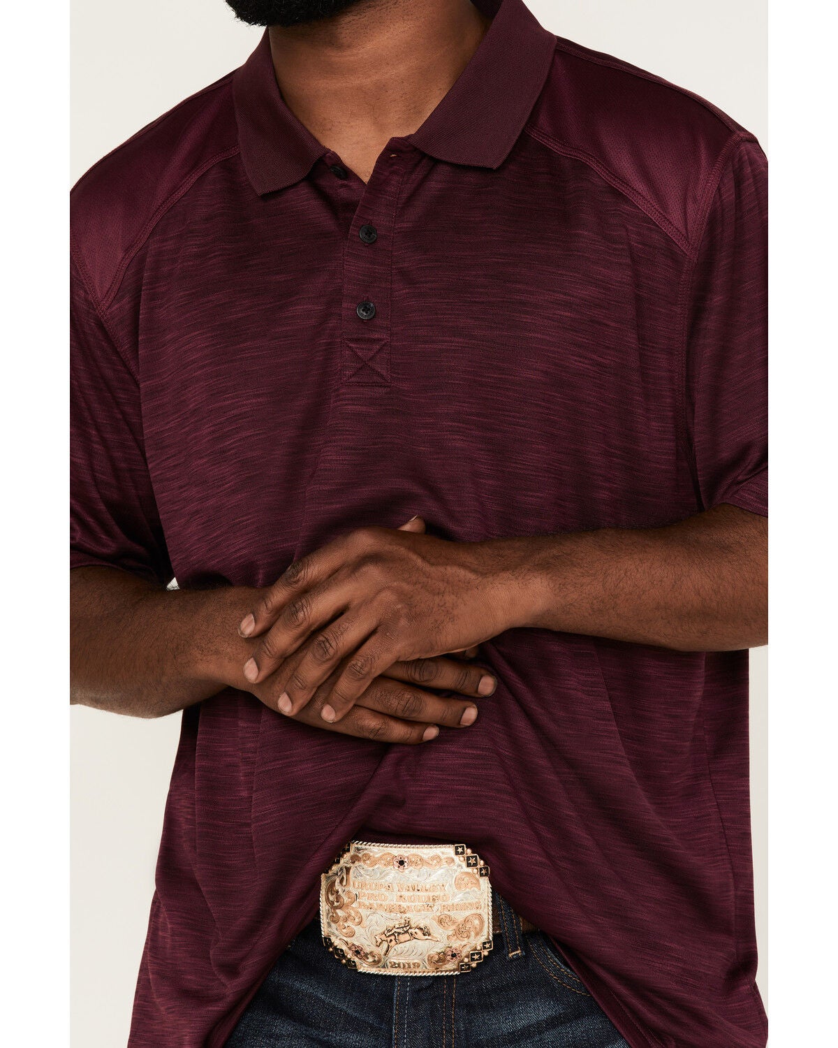 Image #3 - RANK 45&reg; Men's Gazer Textured Solid Short Sleeve Polo Shirt, Purple, hi-res