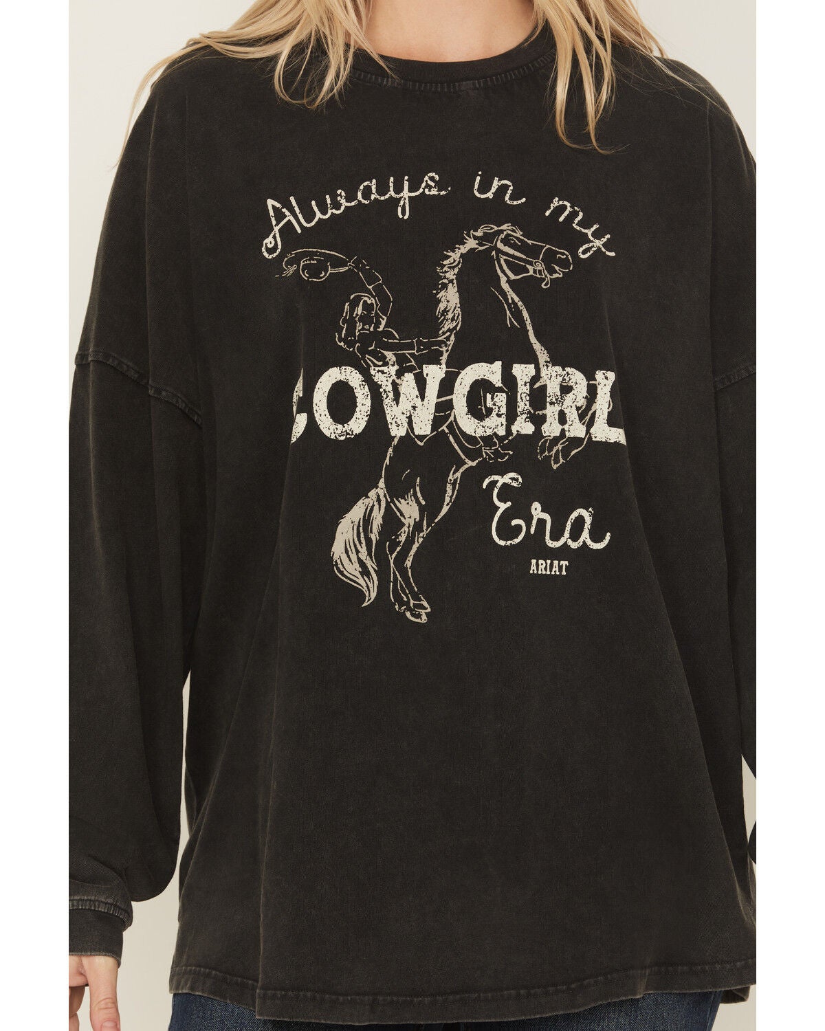 Image #3 - Ariat Women's Cowgirl Era Long Sleeve Graphic Tee, Black, hi-res