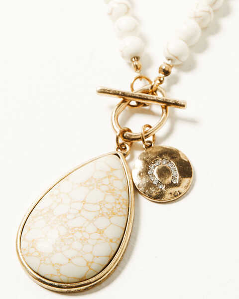 Image #1 - Shyanne Women's Summer Moon Antique Gold Long Pendant Necklace , Off White, hi-res