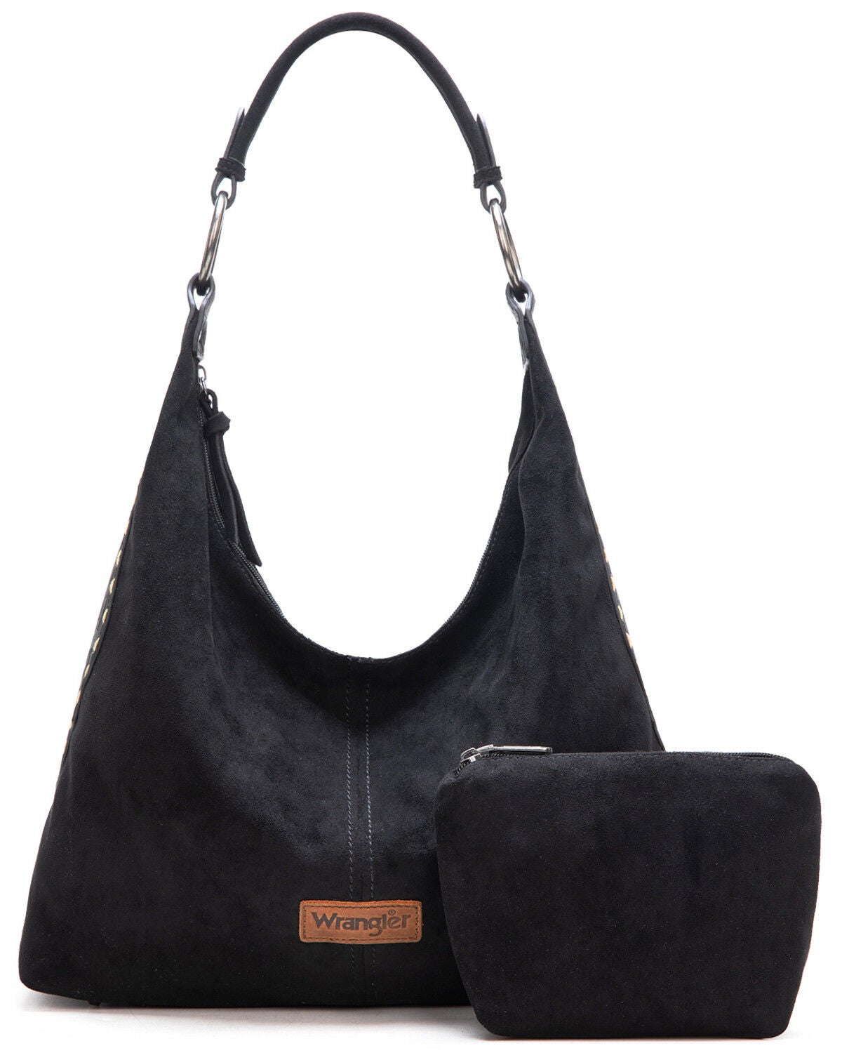 Image #1 - Wrangler Women's Floral Tooled Hobo Bag with Pouch, Black, hi-res