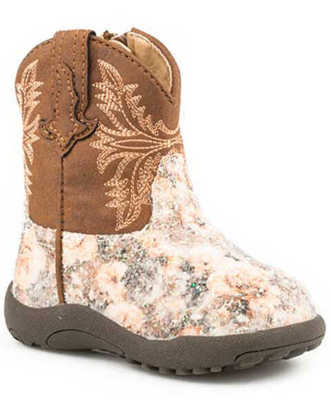 Image #1 - Roper Infant Girls' Claire Floral Western Boots - Round Toe, Brown, hi-res