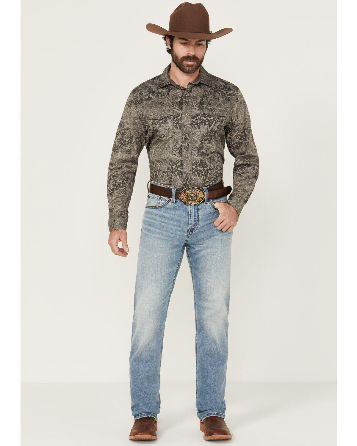 Image #1 - Blue Ranchwear Men's Banner Medium Wash Slim Bootcut Stretch Denim Jeans, Medium Wash, hi-res