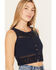 Image #2 - Cleo + Wolf Women's Cropped Crochet Tank, Navy, hi-res