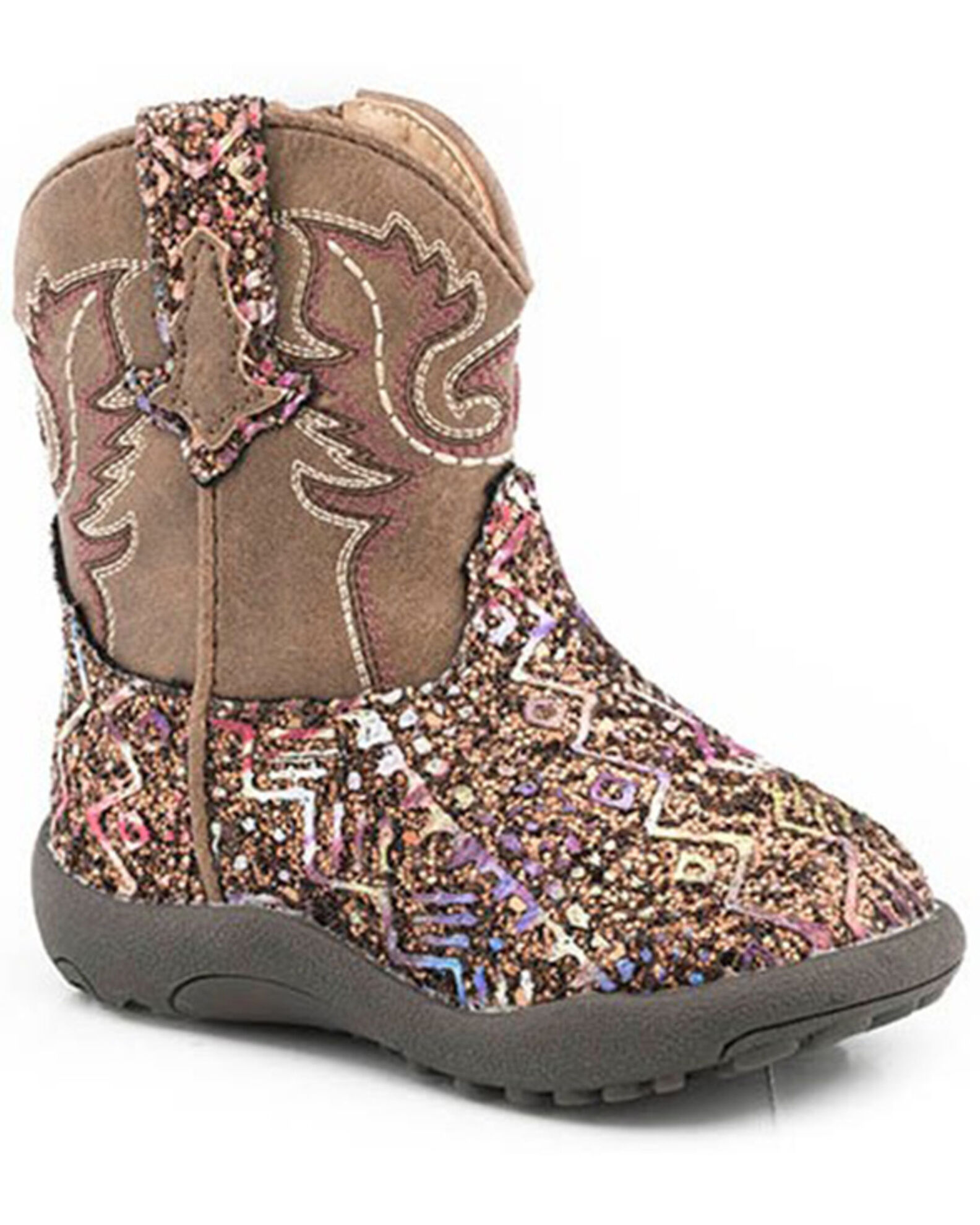 Roper Infant Girls Glitter Southwestern Boots Square Toe Sheplers