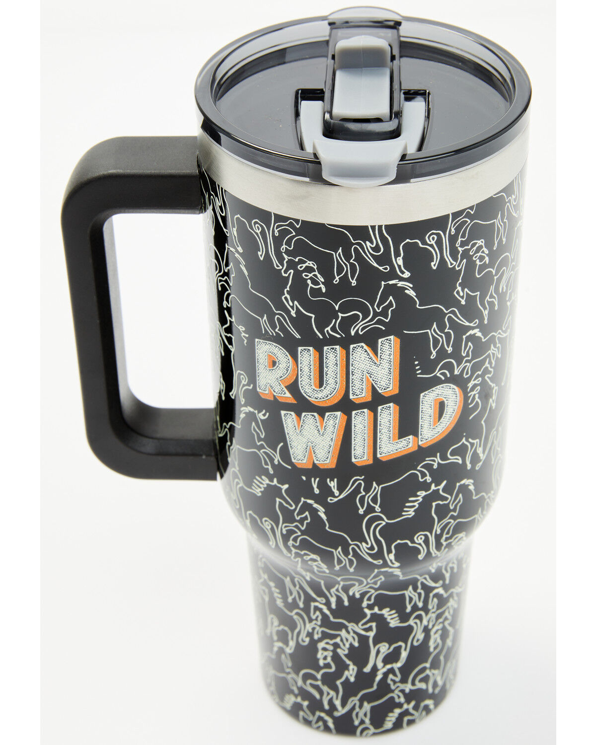 Image #2 - Boot Barn 40oz Run Wild Tumbler with Handle, Black, hi-res
