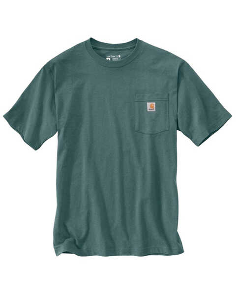 Carhartt Men's Loose Fit Heavyweight Short Sleeve Pocket T-Shirt , Heather Green, hi-res