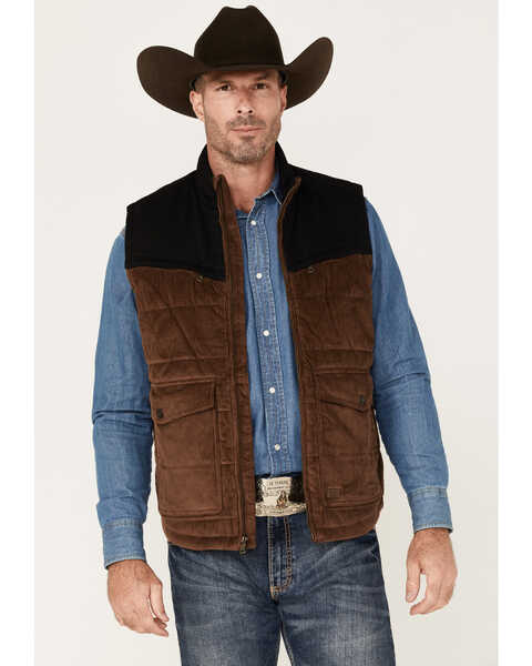 Cody James Men's Waren Corduroy Puffer Vest, Brown, hi-res