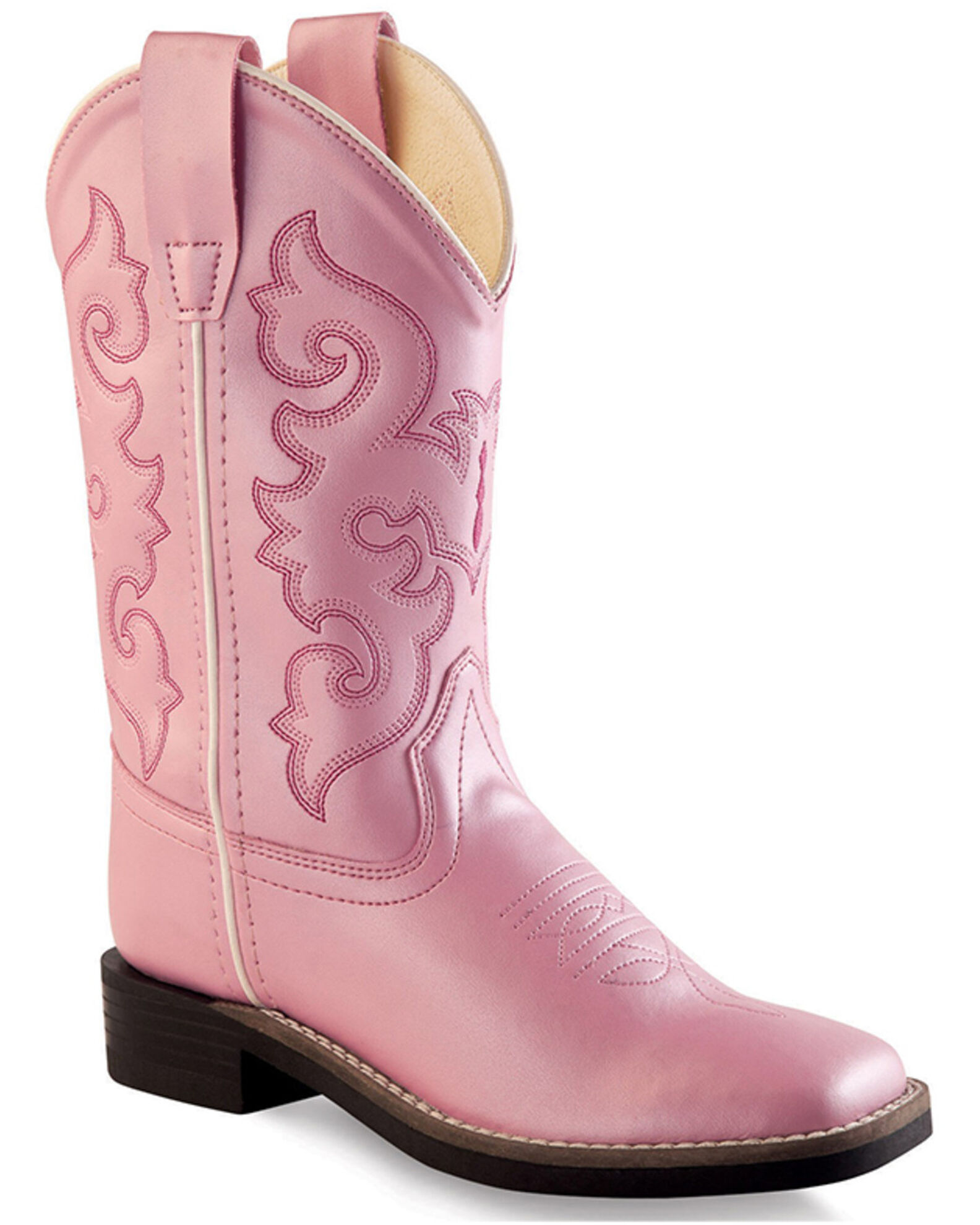 Image #1 - Old West Girls' Western Boots - Square Toe, Pink, hi-res
