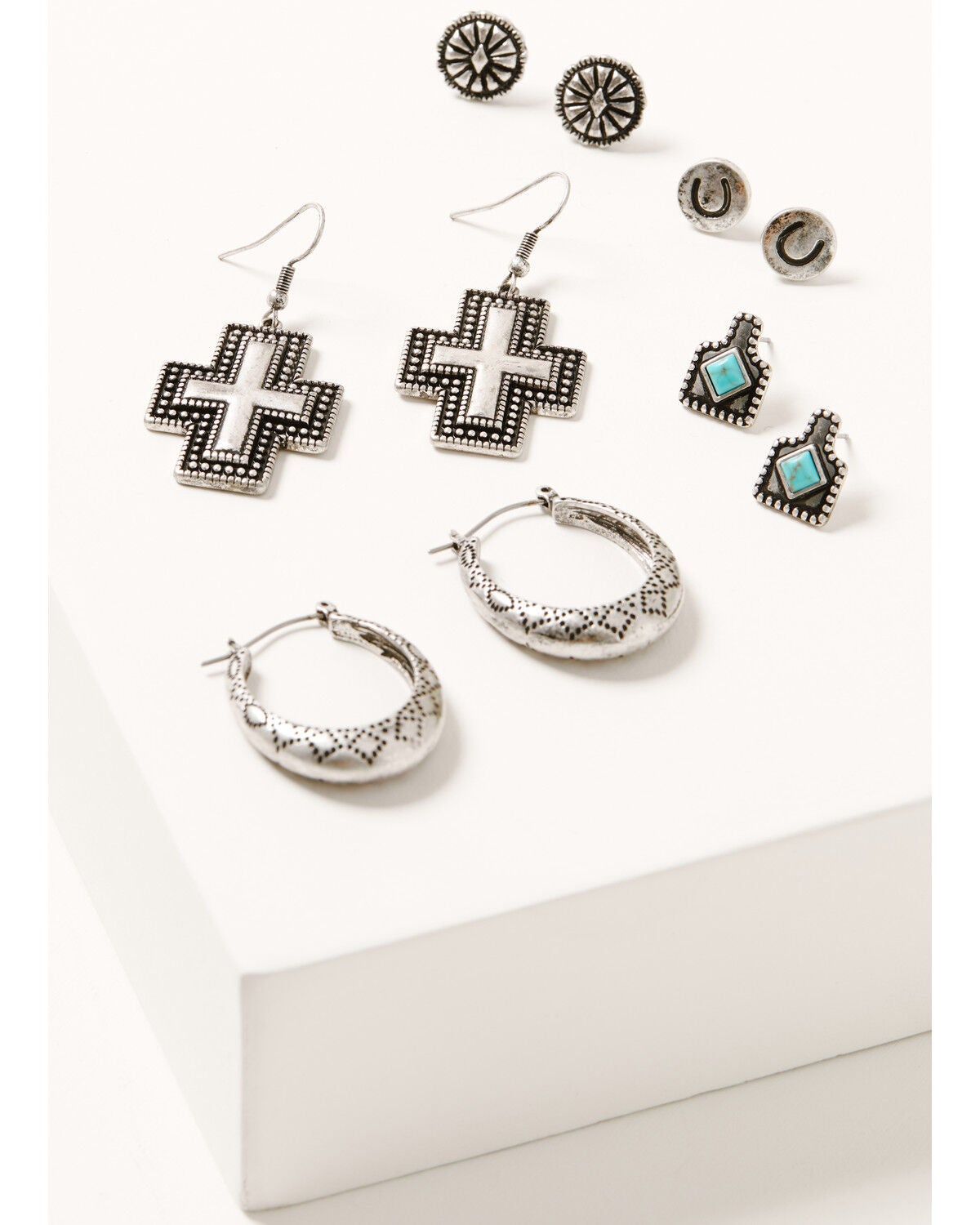 Shyanne Women's Hoop Rodeo Sunset Earring Set - 5 Piece, Silver, hi-res