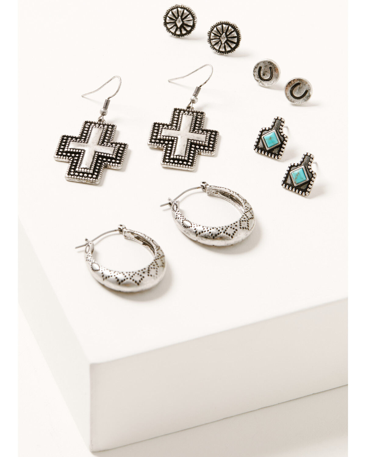 Image #1 - Shyanne Women's Hoop Rodeo Sunset Earring Set - 5 Piece, Silver, hi-res