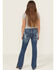 Image #1 - Rock & Roll Denim Girls' Star Embroidered Bootcut Stretch Denim Jeans, Medium Wash, hi-res