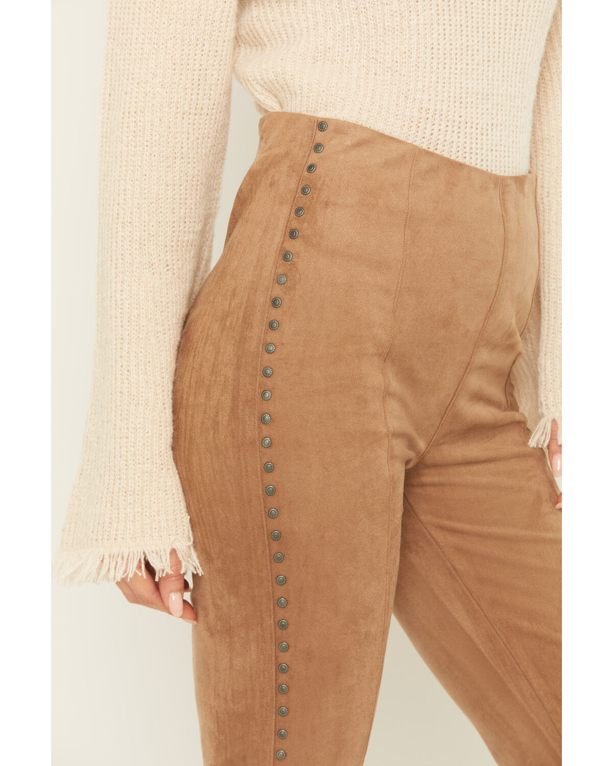 Image #2 - Shyanne Women's Faux Suede Studded Flare Pants, Coffee, hi-res
