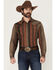 Image #1 - Wrangler Retro Men's Striped Print Long Sleeve Snap Western Shirt, Brown, hi-res