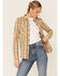 Image #1 - Wild Moss Women's Plaid Boyfriend Long Sleeve Woven Flannel Shirt, Tan, hi-res