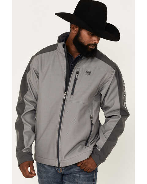 Image #2 - Cinch Men's Textured Logo Softshell Colorblock CC Jacket , Grey, hi-res