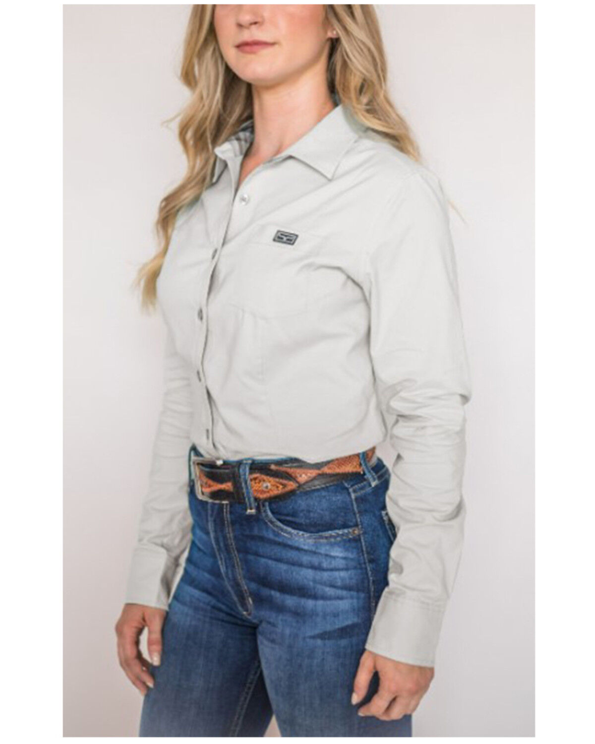 Image #1 - Kimes Ranch Women's Coolmax Linville Long Sleeve Button-Down Shirt, Grey, hi-res