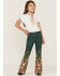 Image #1 - Ranch Dress'n Girls' Southwestern Print Flare Jeans, Teal, hi-res