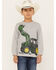 John Deere Boys' Bucket Tracker Long Sleeve Graphic T-Shirt, Heather Grey, hi-res