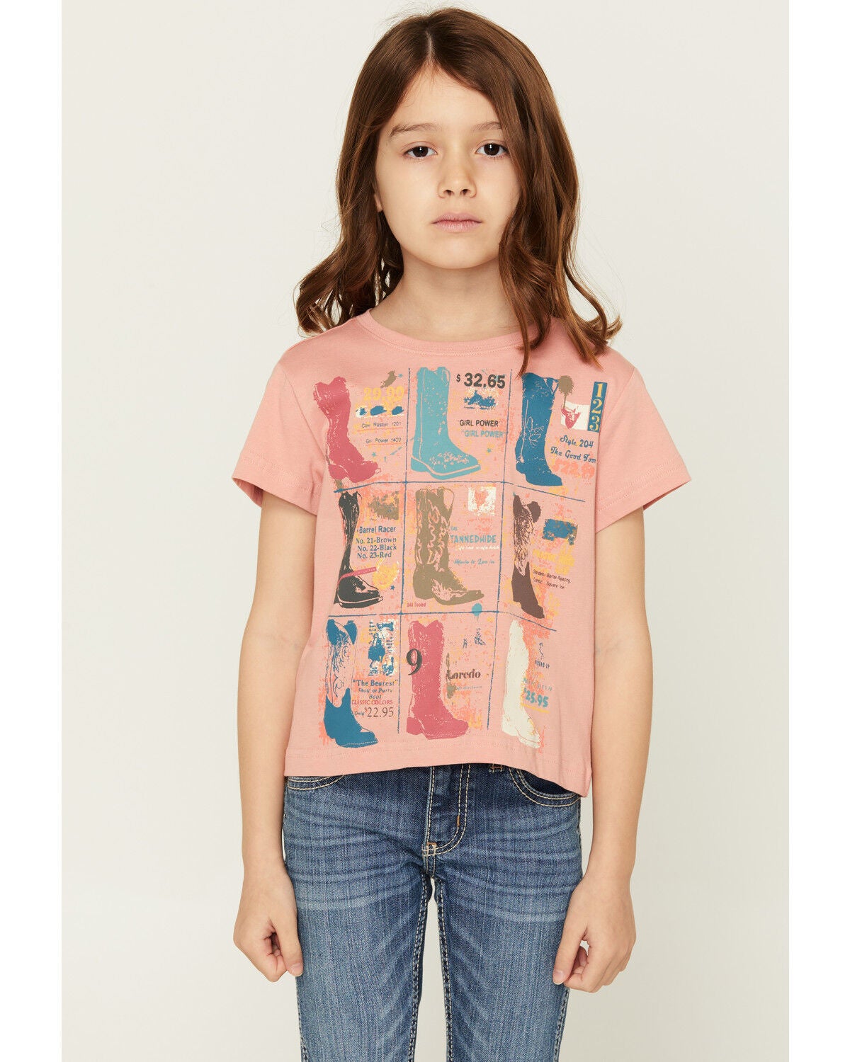 Image #1 - Shyanne Girls' Boots Short Sleeve Graphic Tee, Rose, hi-res