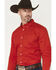 Image #2 - Cody James Men's Performance Twill Solid Long Sleeve Button-Down Stretch Western Shirt - Big, Medium Red, hi-res