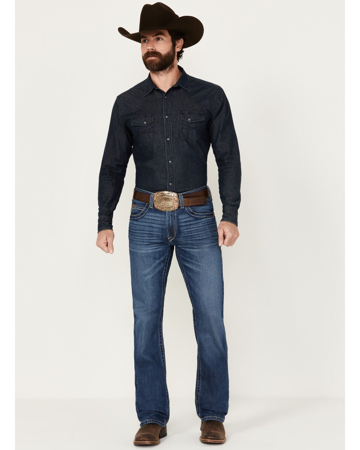 Ariat Men's M5 Medium Wash Pismo Bucklin Straight Denim Jeans, Medium Wash, hi-res
