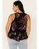 Image #4 - Patrons Of Peace Women's Floral Print Ruffle Trim Tank Top , Black, hi-res