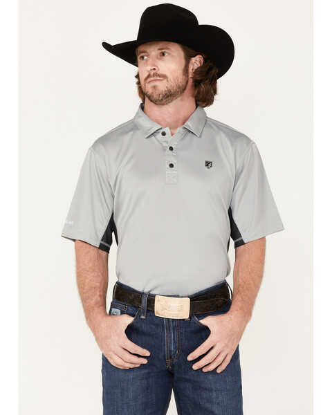RANK 45® Men's Solid Renegade Performance Short Sleeve Polo Shirt , Charcoal, hi-res