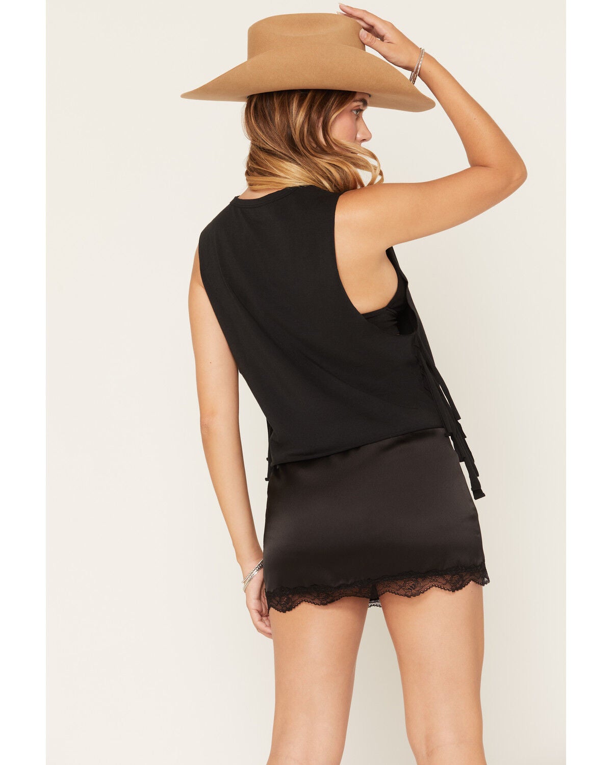 Image #4 - Bailey Zimmerman Women's Fringe Tee Tank, Black, hi-res