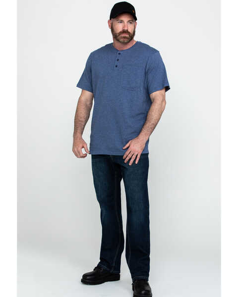 Image #6 - Hawx Men's Pocket Henley Short Sleeve Work T-Shirt - Tall , Heather Blue, hi-res