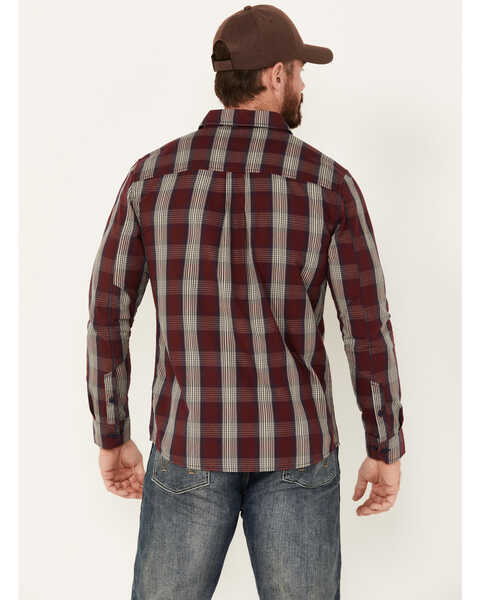 Image #4 - Brothers and Sons Men's Blaine Plaid Print Long Sleeve Button Down Shirt, Burgundy, hi-res