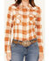 Image #3 - Wrangler Retro Women's Boot Barn Exclusive Plaid Print Long Sleeve Pearl Snap Flannel Shirt, Rust Copper, hi-res
