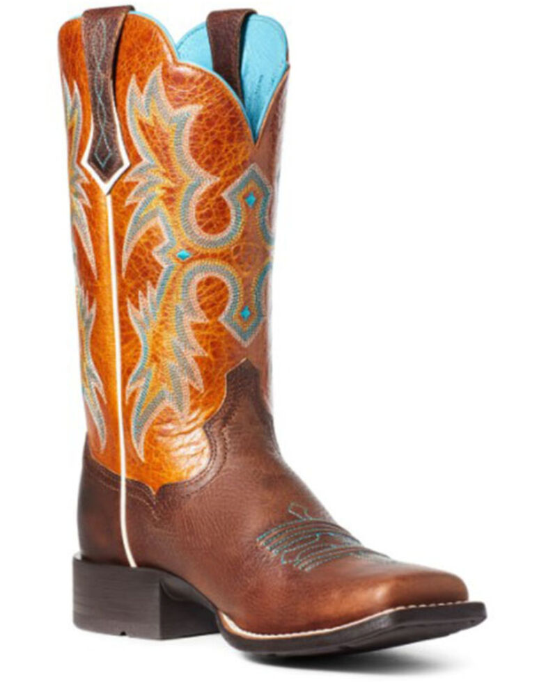 Ariat Women's Tombstone Western Boots - Wide Square Toe, Brown, hi-res