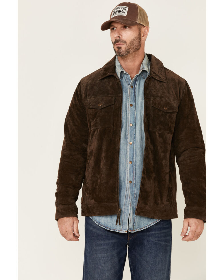 Moonshine Spirit Men's Brown Cromwell Suede Zip-Front Jacket , Brown, hi-res