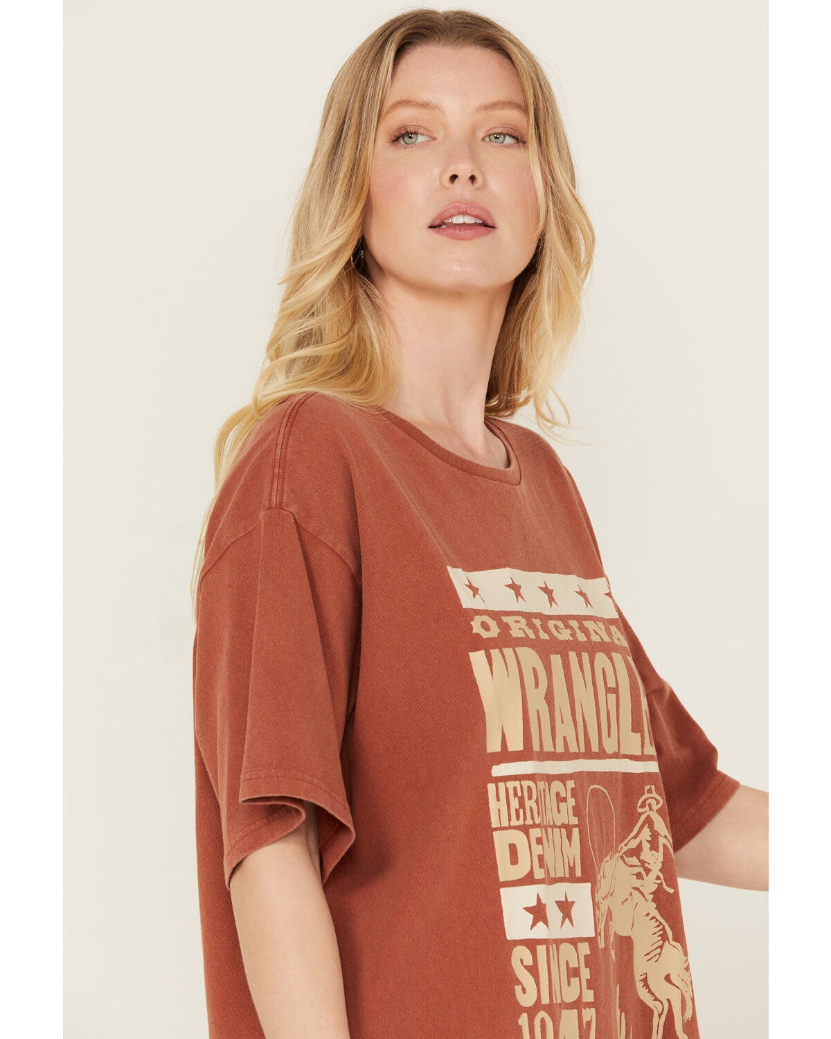 Image #2 - Wrangler Women's OG Cowboy Logo Short Sleeve Graphic Tee, Brown, hi-res